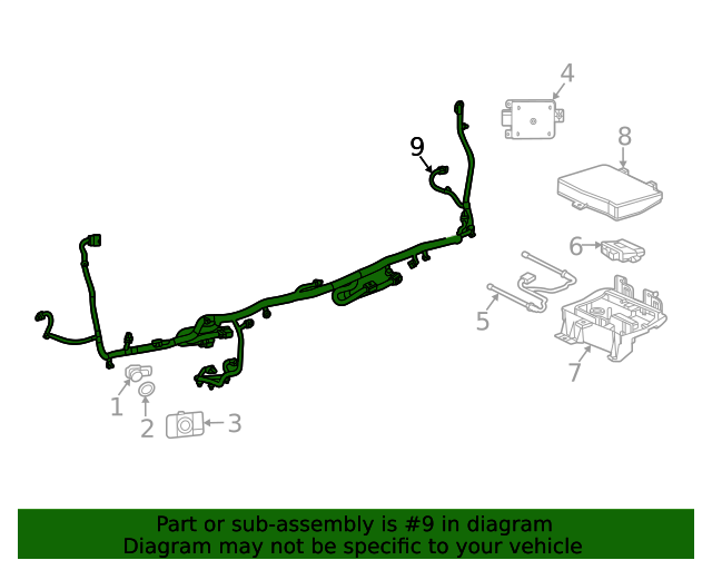 2017-2019 Cadillac XT5 Rear Object Alarm Sensor Wiring Harness 84593813