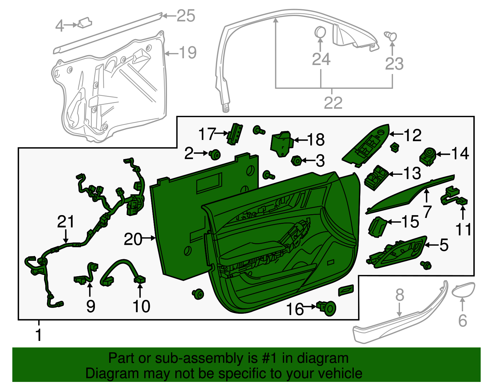 Morello Red Front Passenger Side Door Trim - GM (84112733)