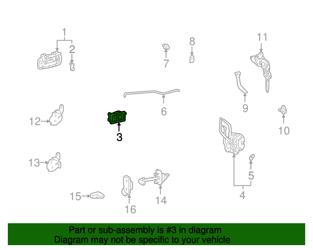 OEM 19951997 Toyota Interior Door Handle (Left, Front) Part