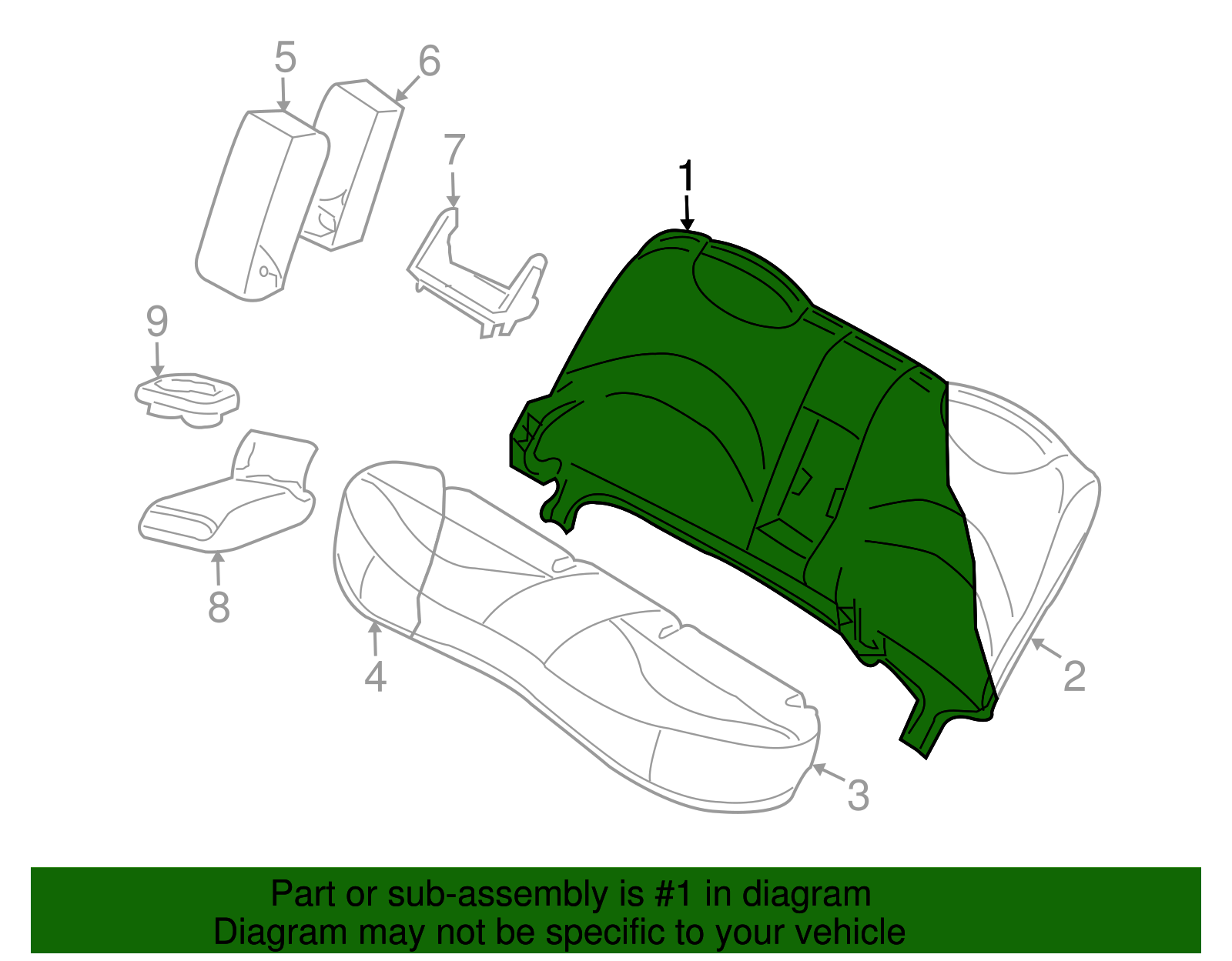 Seat Back Cover - Ford (YW3Z-5466600-DAA)