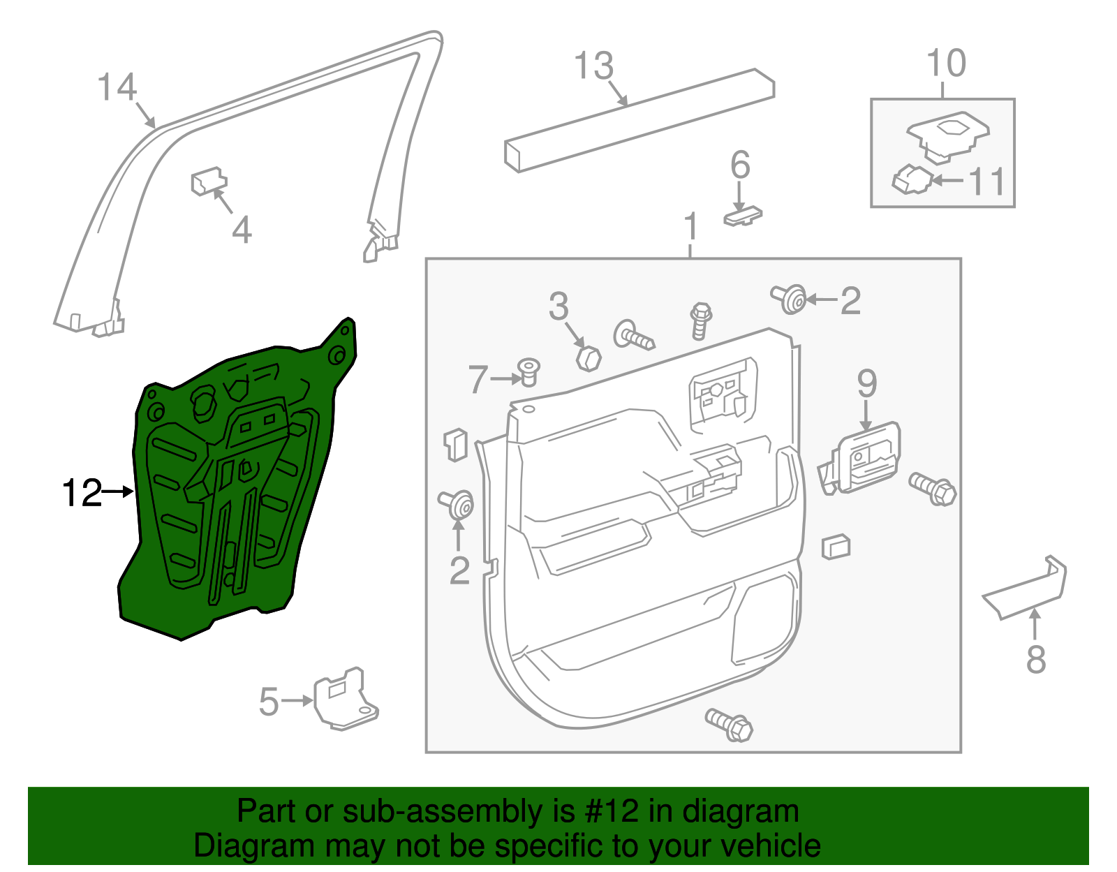 Rear Driver Side Door Water Deflector - GM (84374110)