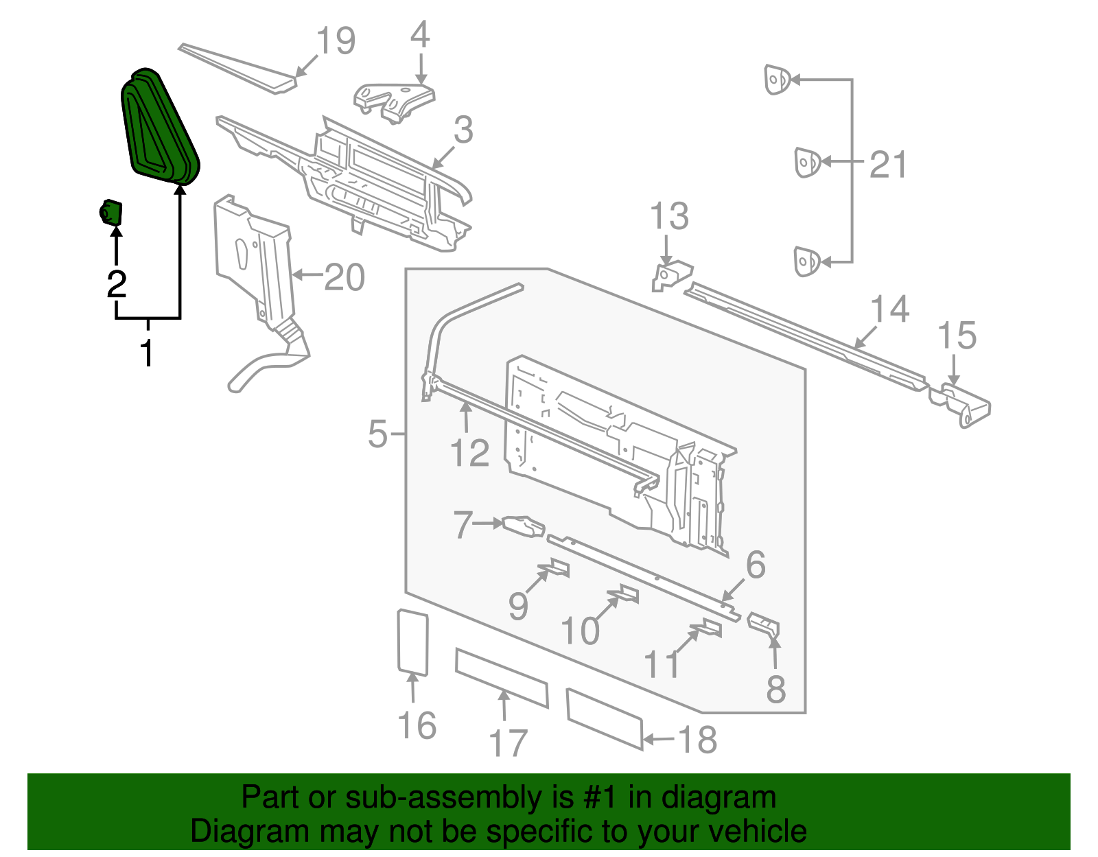 Panel Assembly-Cargo Box Bridge Side Inner (Left-hand) *Dark Smoke Gray - GM (93802080)