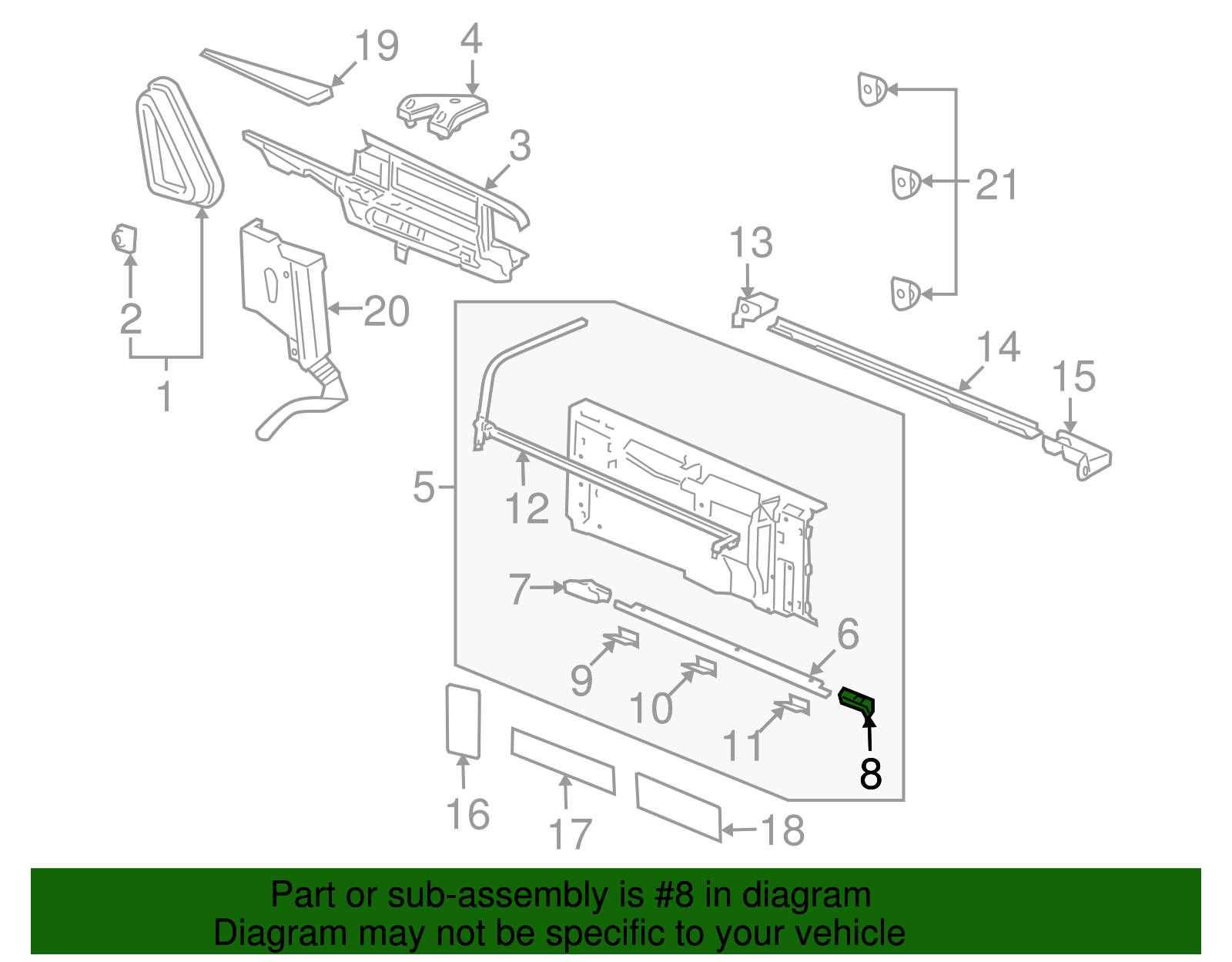 Retainer Assembly, Pubx Cover S/Rl Front-Left-hand & Rear-Right-hand - GM (88937398)