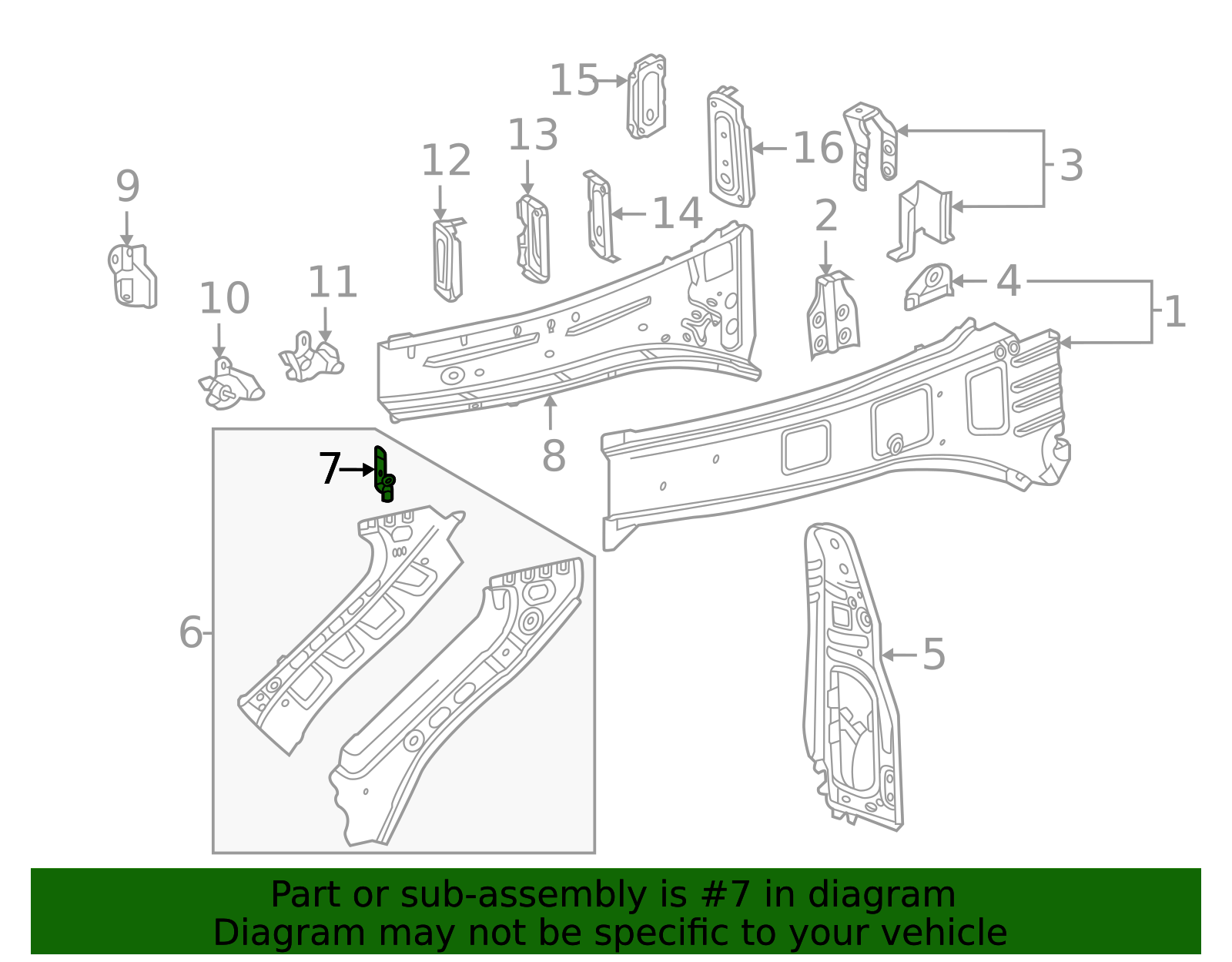 Front Compartment Side Rail Bracket - GM (84463145)