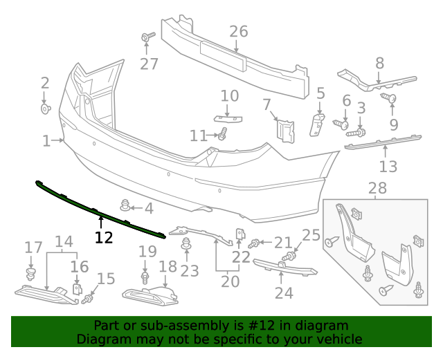 18 Honda Accord Garnish Rear Bumper Lower Tva A00 Hondapartswd