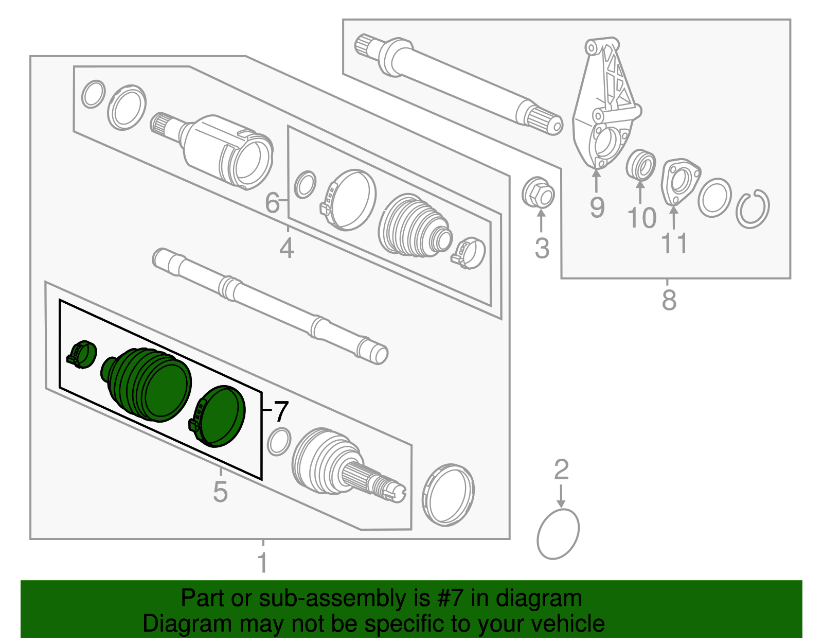 Front Driver Side Wheel Half-Shaft Constant Velocity (CV) Outer Boot Kit with Clamps and Rings - GM (95908468)