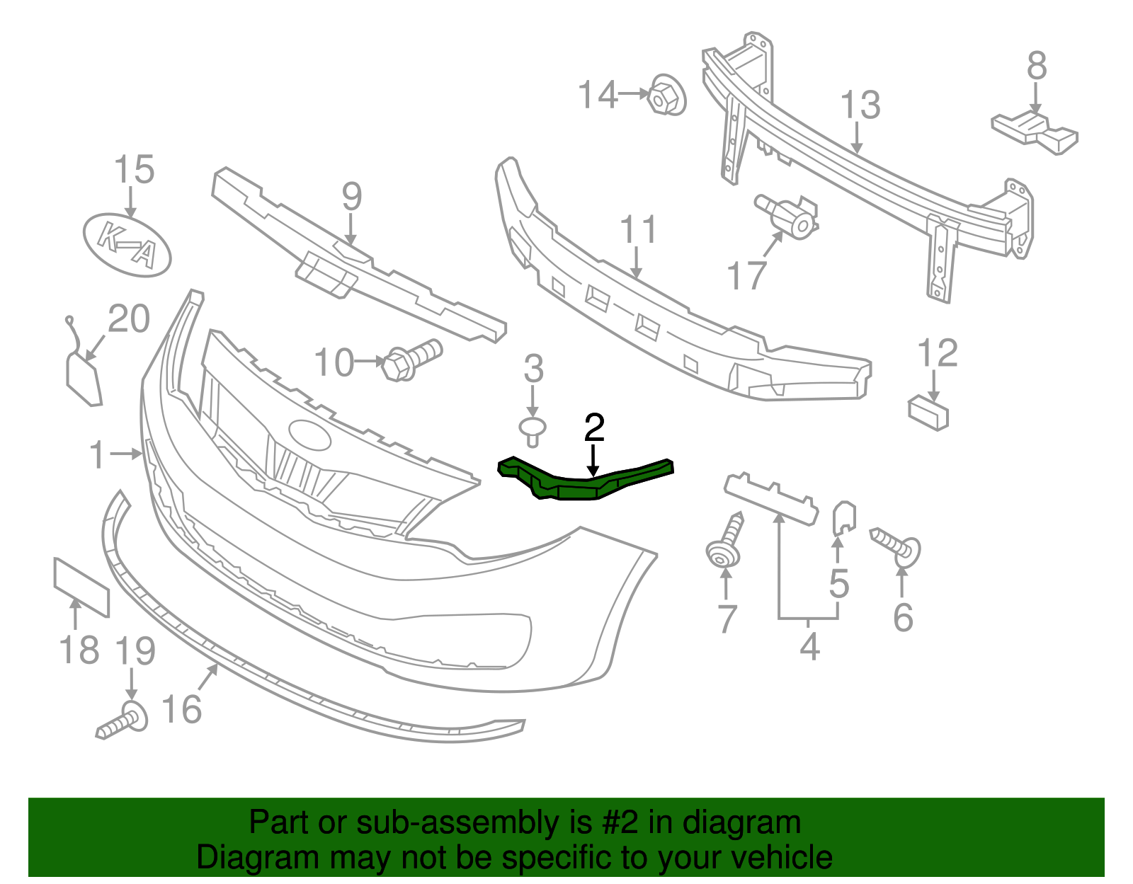 2015-2017 Kia Rio Inner Bracket 86581-1W500 | Genuine OEM Kia Parts