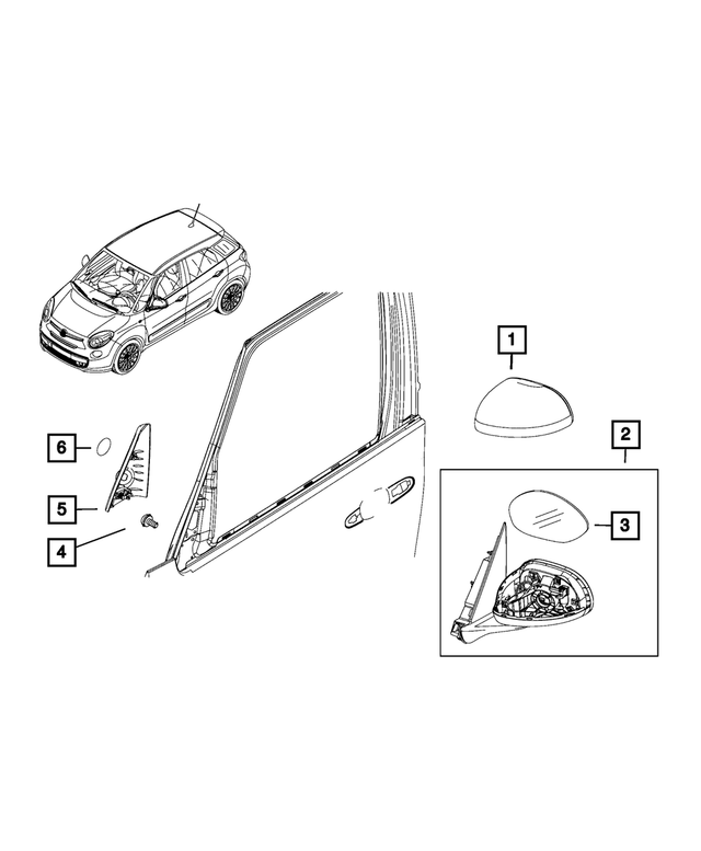 20142019 Fiat 500L Mirror Cap, Right 5NF07SZ0AA Miracle Mopar