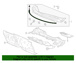 2011-2016 Honda CR-Z Seal, Rear Hood Rubber 74143-SZT-G00 | OEM Parts ...