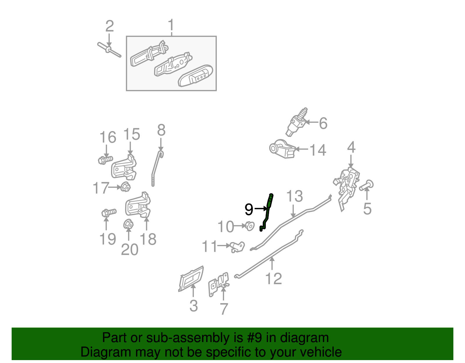 Lock Rod - Ford (YW7Z-5426460-AA)