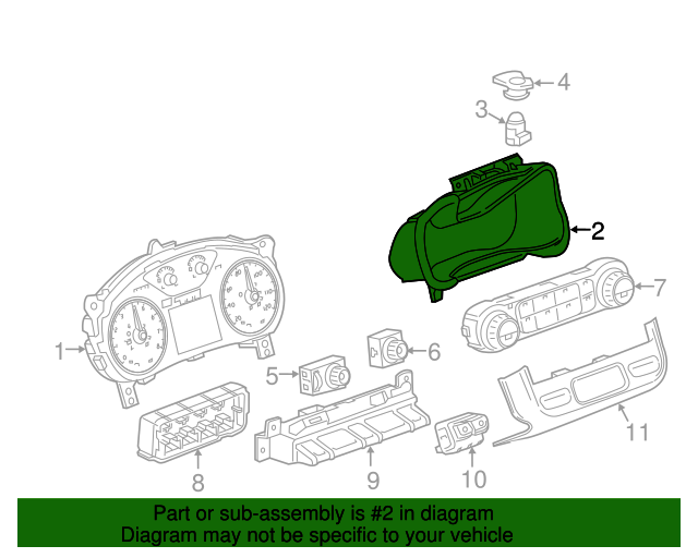 20152022 GM Black Carbon Metallic Instrument Panel Cluster Trim Plate