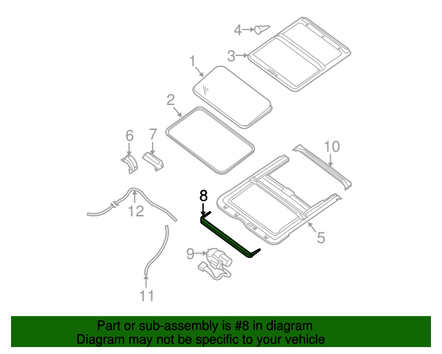 20032013 Nissan Deflector Assembly Sunroof 91280CA01A Nissan Parts