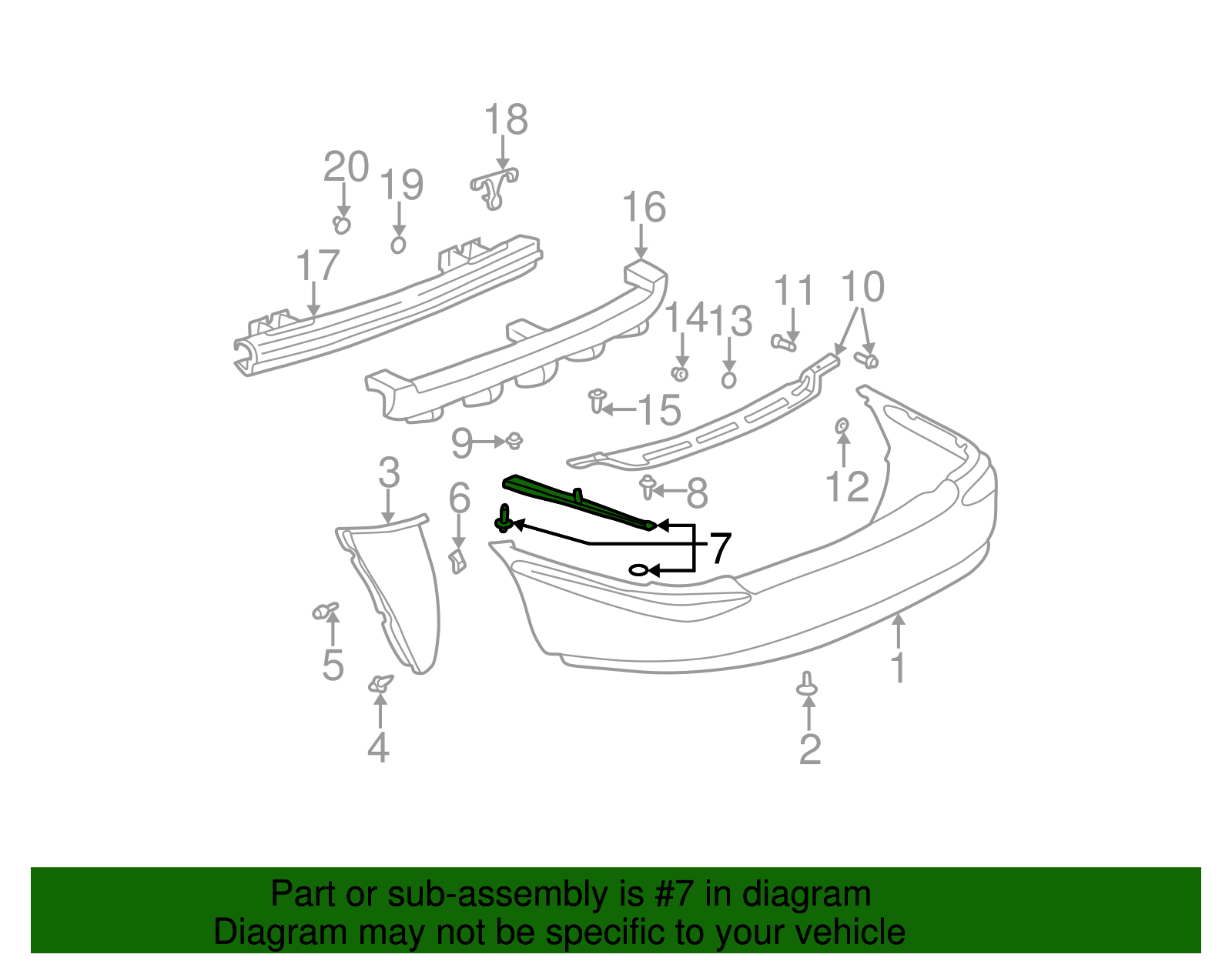 Rear Driver Side Bumper Fascia Reinforcement - Buick (25733173)