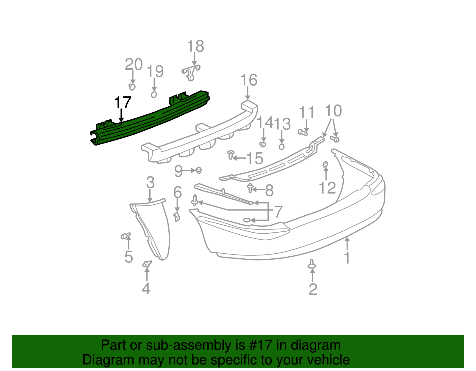 Rear Bumper Impact Bar - Buick (25771214)