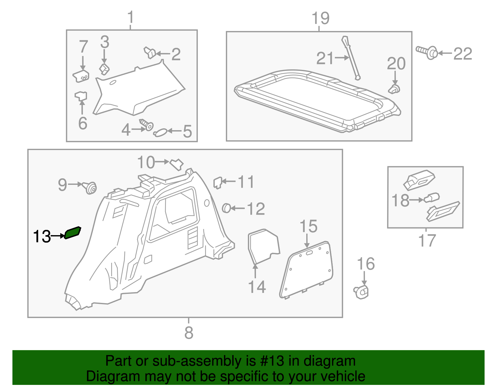 Medium Titanium Rear Driver Side Seat Belt Stowage Clip - GM (96932849)