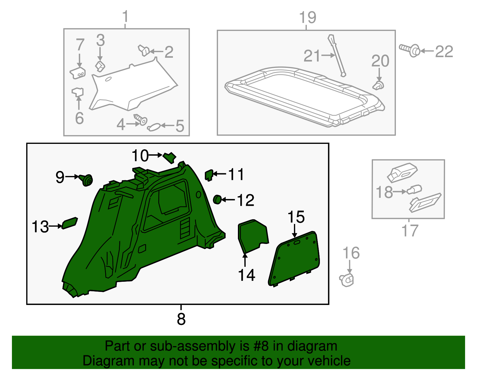 Cocoa Passenger Side Quarter Lower Rear Trim Panel - GM (95405577)