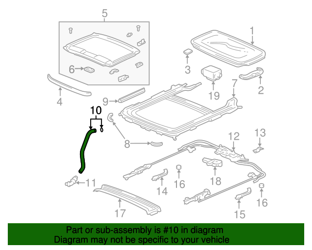 70065S5SE00 Tube, L Rear Drain Vinyl (Sunroof) 20022005 Honda