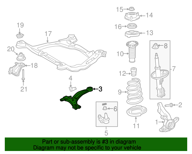 4806808040 Suspension Control Arm (Right, Front, Lower) 20112020 Toyota Sienna Conicelli