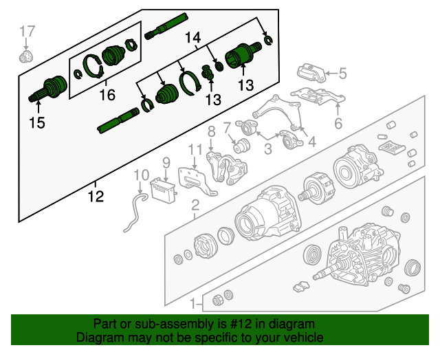 OEM 20102015 Honda Drive Shaft Assembly, L 42311TP7A01 Majestic