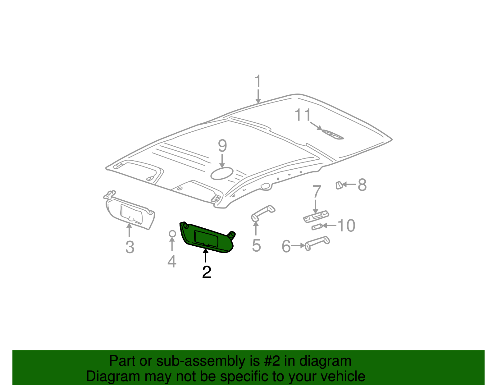 Sunshade Assembly, *Left Oak - GM (90440496)
