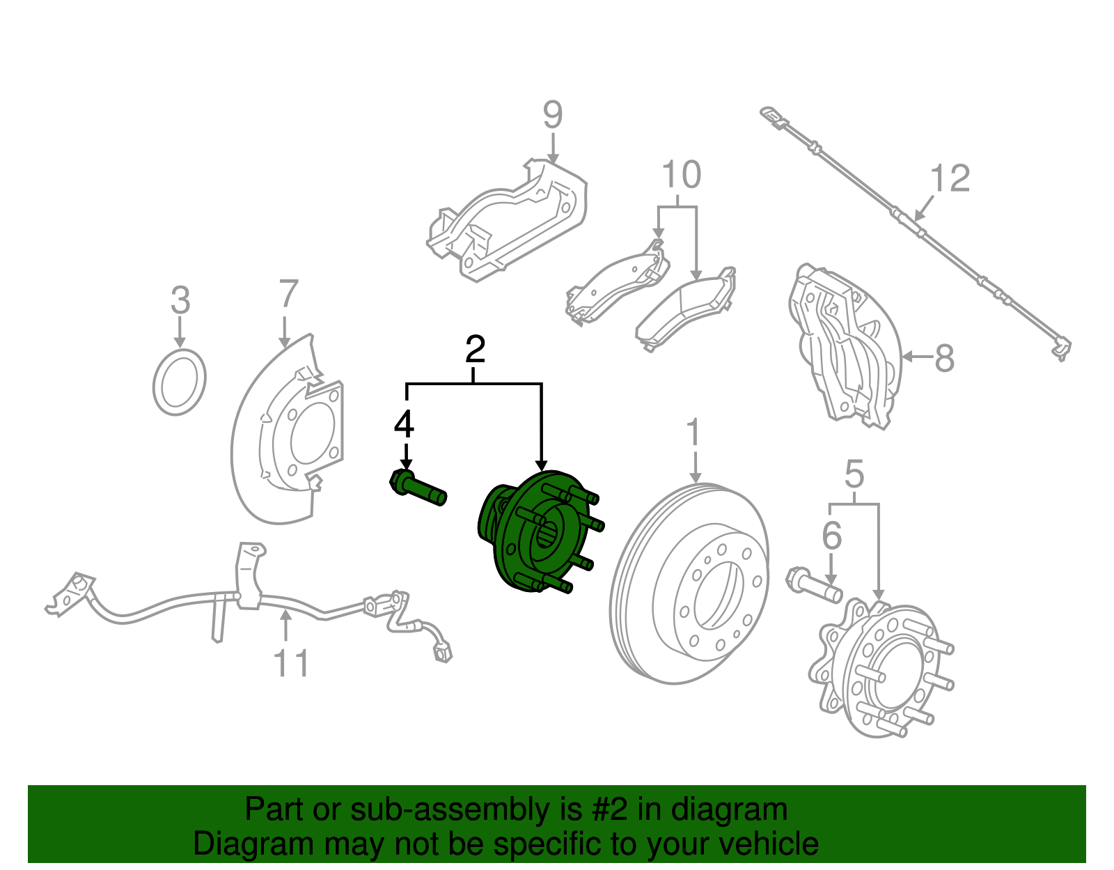 Front Wheel Hub and Bearing Assembly with Wheel Speed Sensor - GM (84459700)