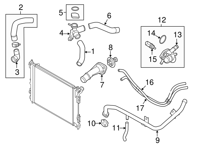 thumbnail image 2 of Car Radiator Engine Coolant Filler Neck Assy For Hyundai 2 of 13