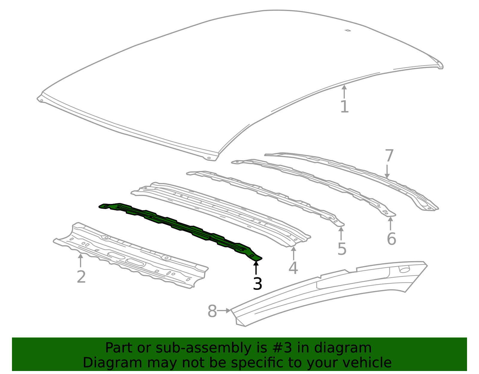 Roof Panel Number 1 Bow - GM (84029712)