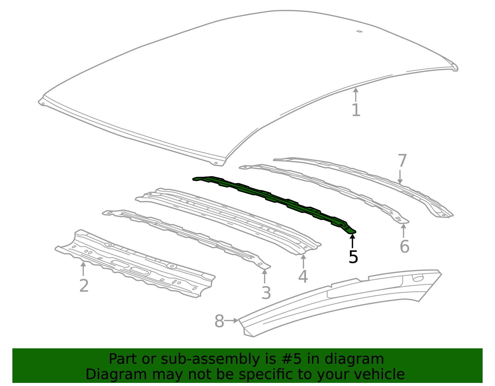 Roof Panel Number 3 Bow - GM (84029714)