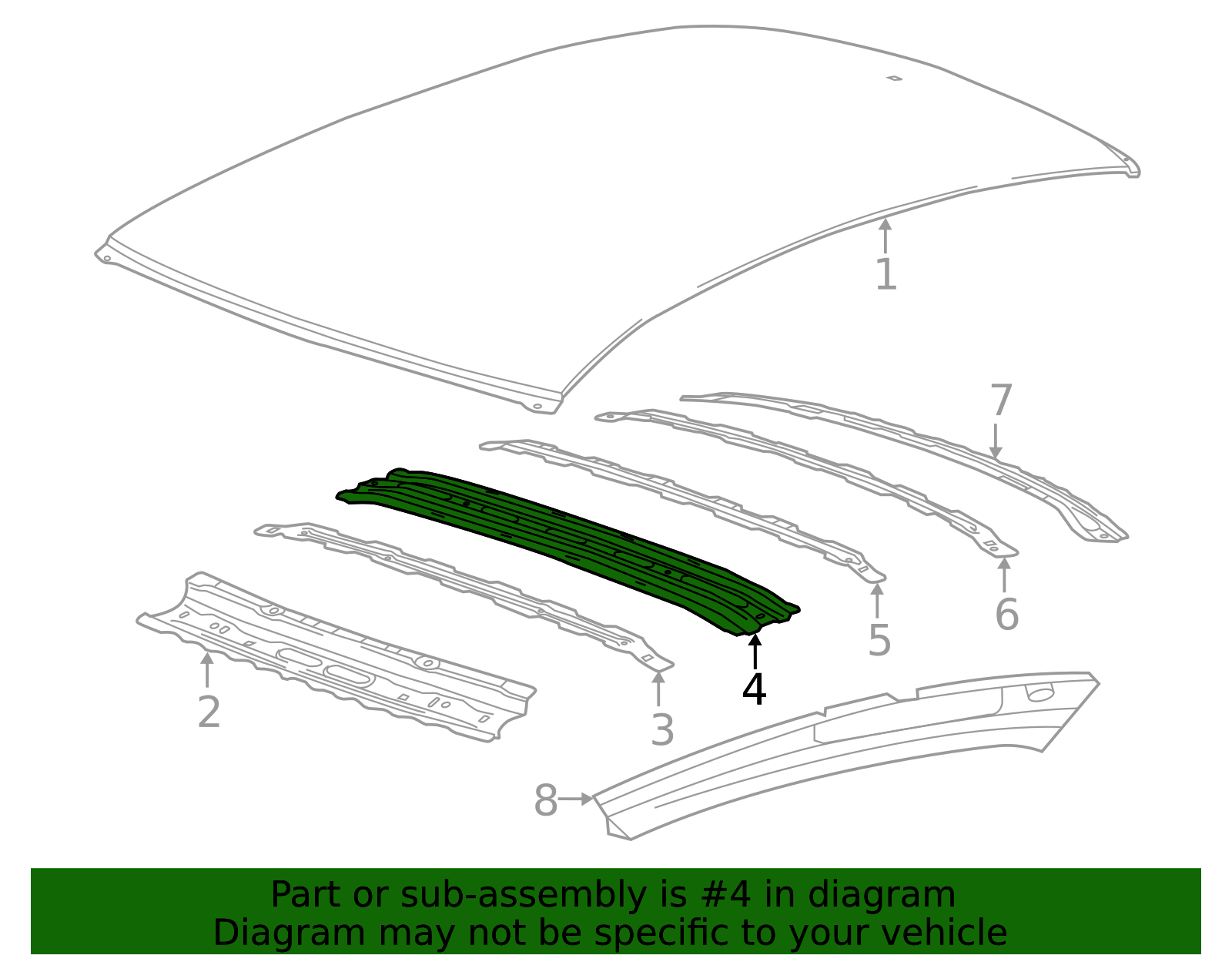 Roof Panel Number 2 Bow - GM (84029713)