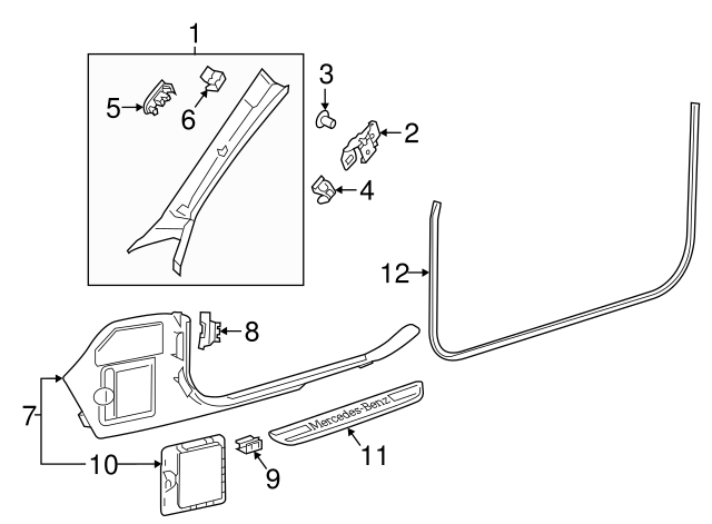 Genuine OEM Windshield Pillar Trim | 238-690-60-03-9K95 | Fits 
