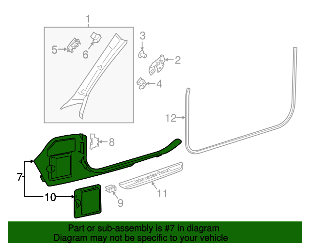 2018-2023 Mercedes-Benz Kick Panel Trim 238-686-00-00-9051 ...