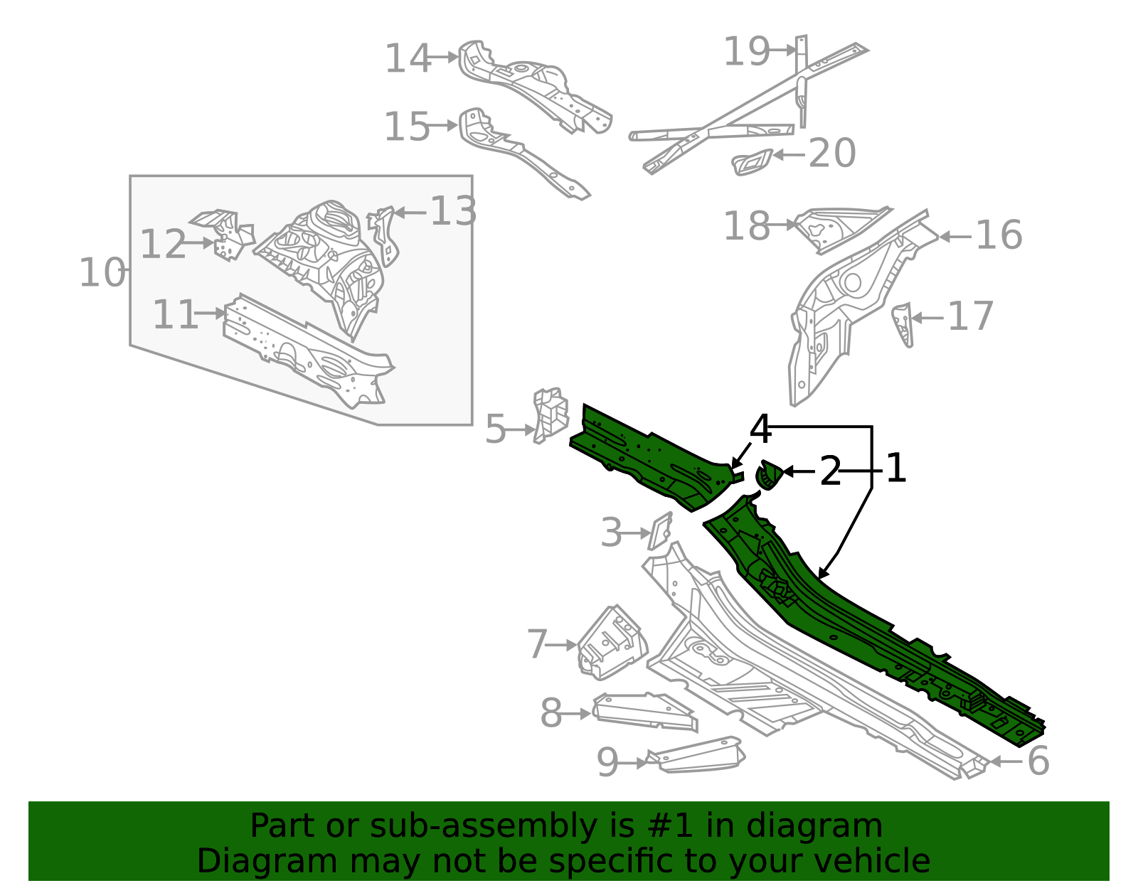 Side Member 2019-2025 Audi Side Member Assembly 4K0-803-104 | TascaParts.com