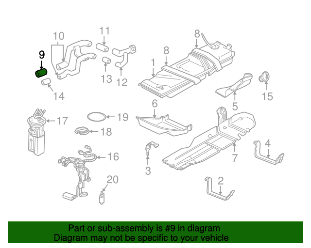 19952005 GM Fuel Tank Filler Hose 15023466 GM