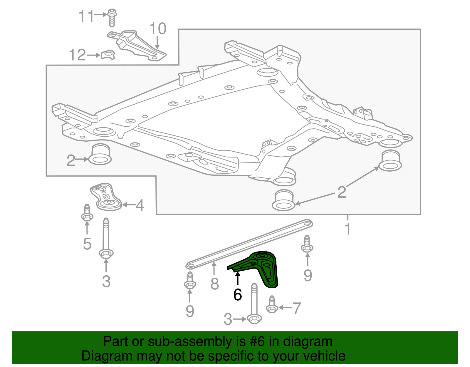 Front Passenger Side Cradle Rear Brace - GM (84419603)