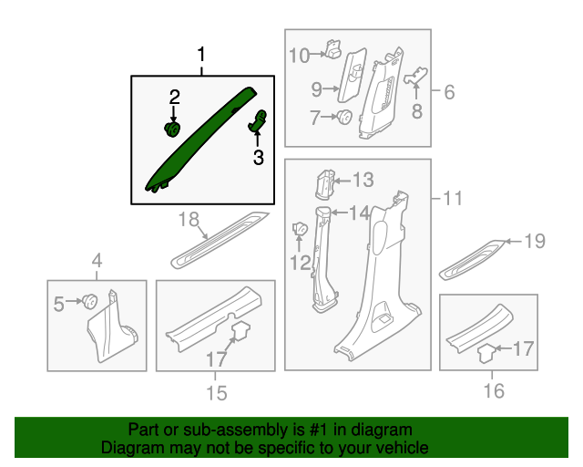 Kia 20112013 Kia Sorento Windshield Pillar Trim 858102P100J7 KIA