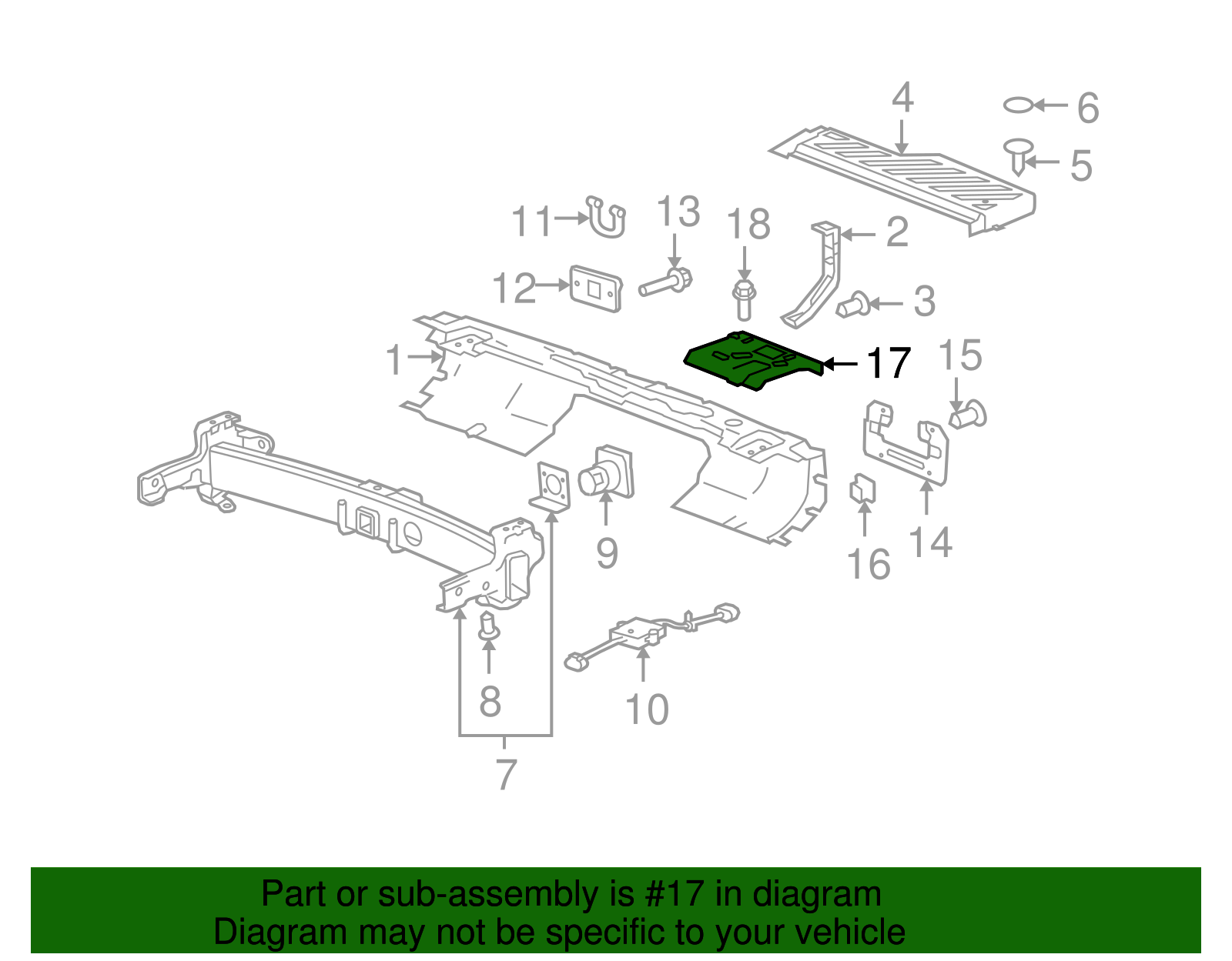 Reinforcement-Rear Bpr Fascia   License Plt Pkt - GM (94703995)