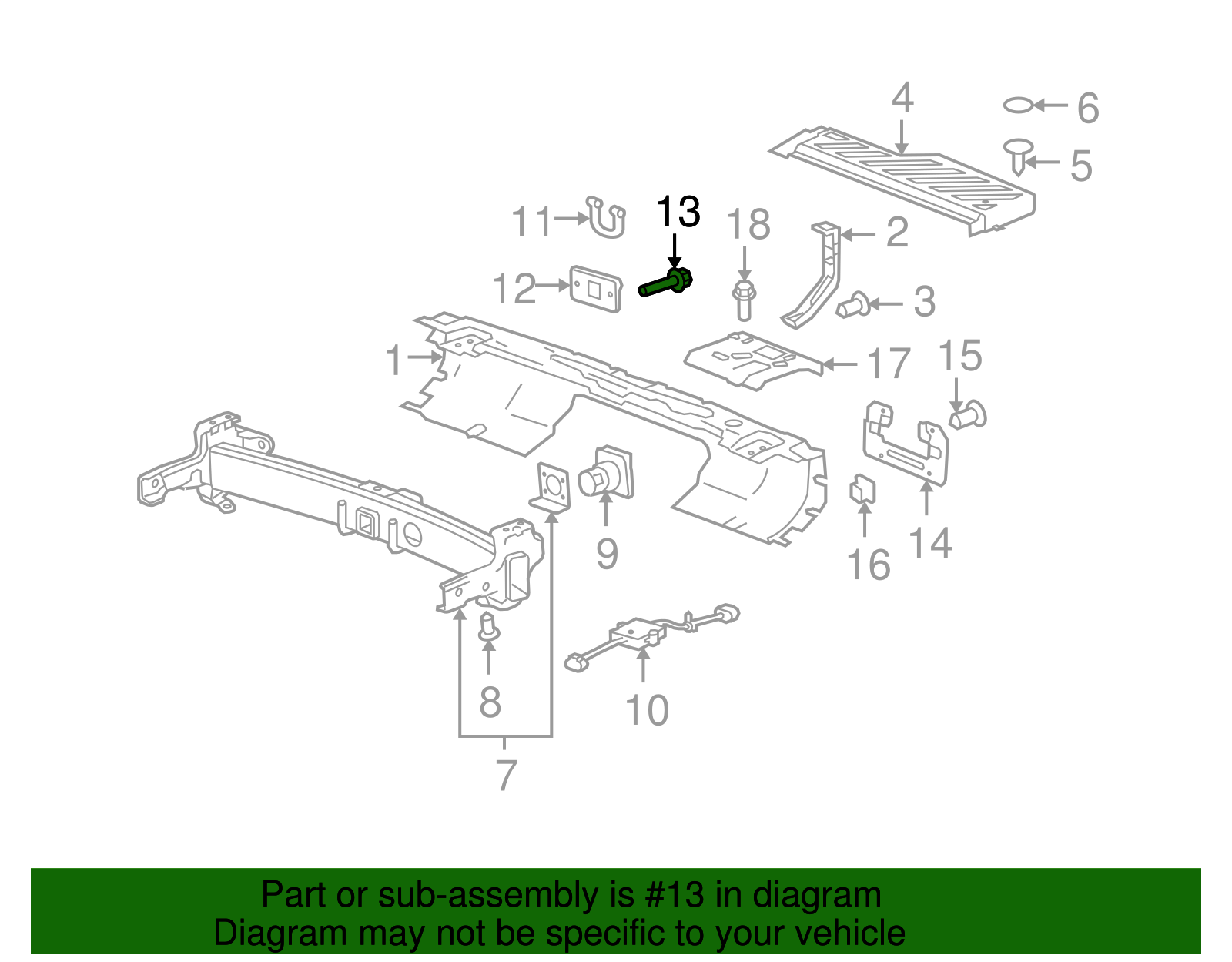 Bolt, Rear Bpr Imp Bar - GM (11561764)