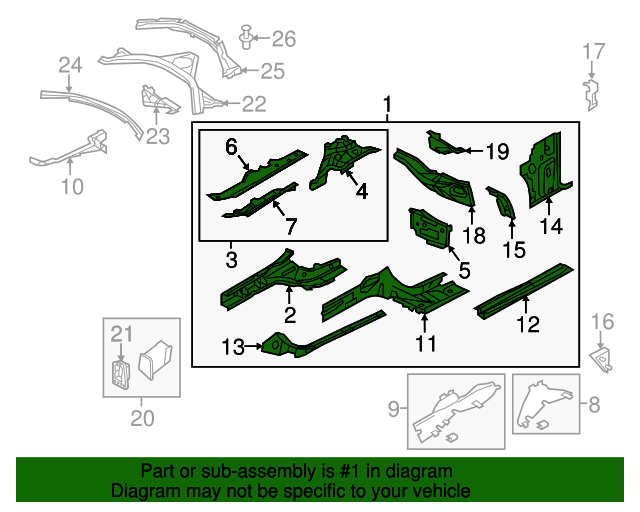 20122015 Audi Side Member Assembly 4G0805116TA Genuine Audi Parts