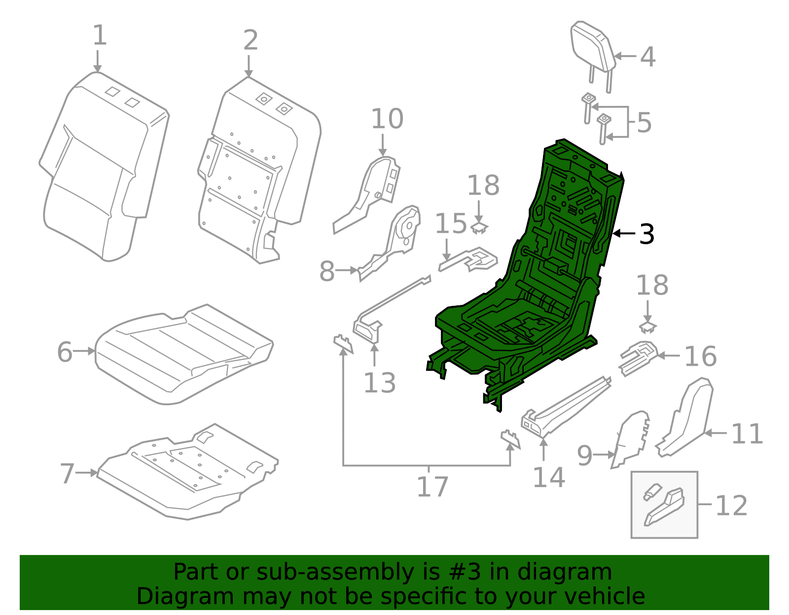 Seat Frame - Ford (L1MZ-99613A10-BG)