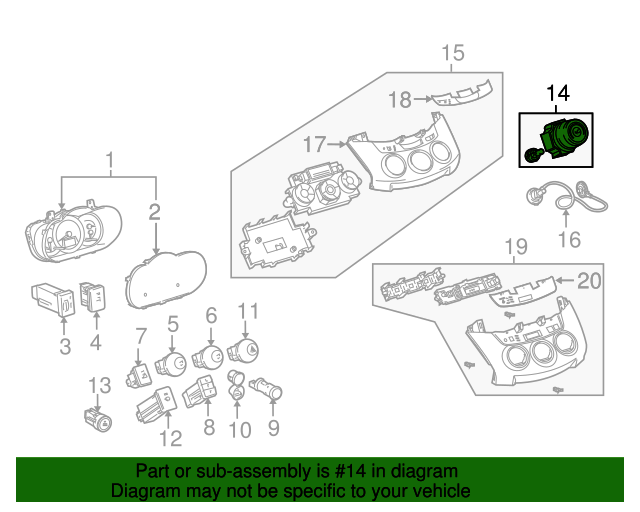 20062012 Toyota RAV4 HVAC Mode Control Switch 559010R010 Servco