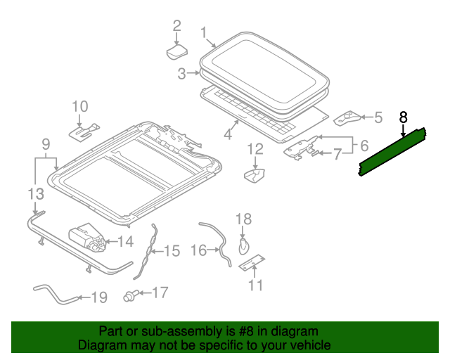 4F0877782A01C Sunroof Molding 20052011 Audi Audi OEM Parts