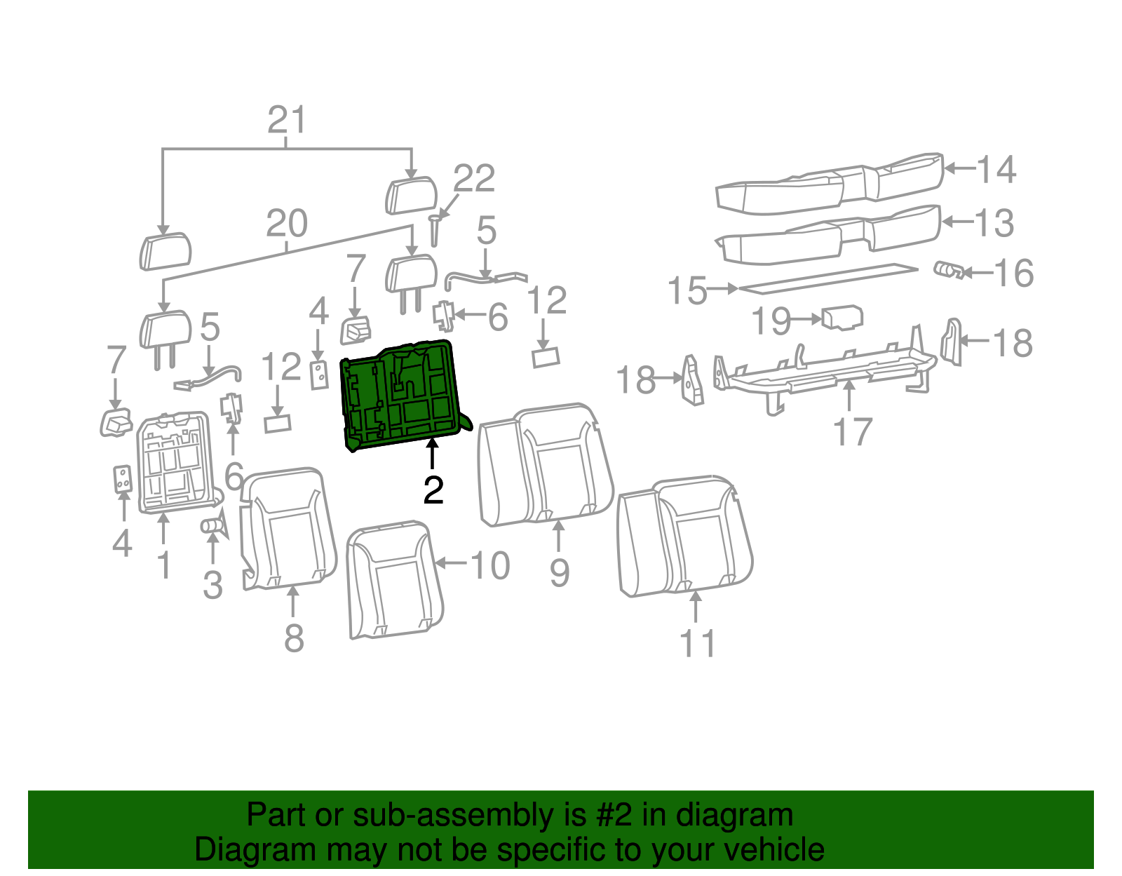 Rear Driver Side Seat Back Frame - GM (89041352)