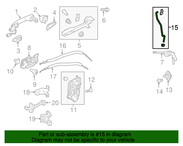 Genuine Honda 72153-T0A-305 Left Front Door Latch Rod Set Genuine Honda 72153-T0A-305 Left Front Door Latch Rod Set