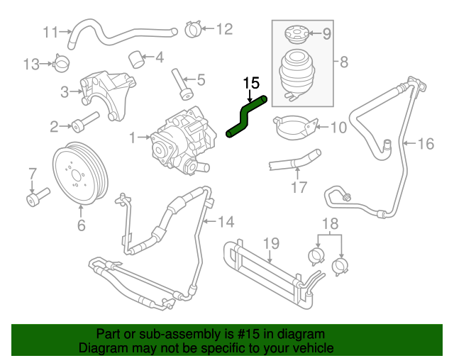 20102012 Audi Q5 Power Steering Return Hose 8R0422891J Select Audi Parts