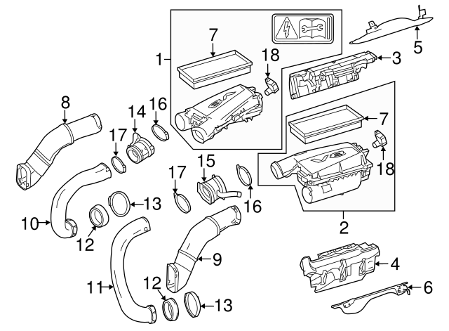 Topgearsltd Left & Right Air Intake Hoses For Mercedes-Benz (278 090 24 82, 278 090 25 82) - Pair