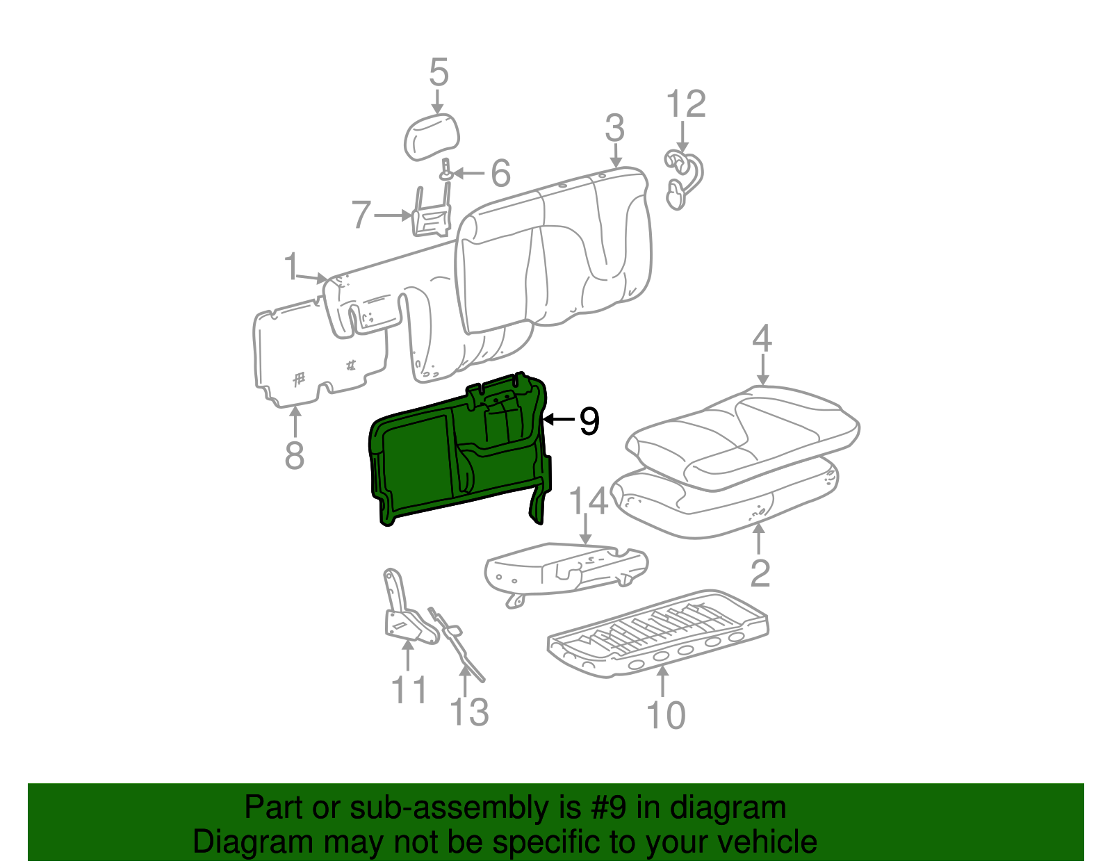 Frame, R/Seat Black Cushion - GM (88941103)