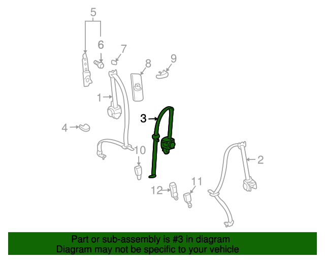 73301-AE021-B0 - Lap & Shoulder Belt - 2004-2010 Toyota Sienna | OEM ...