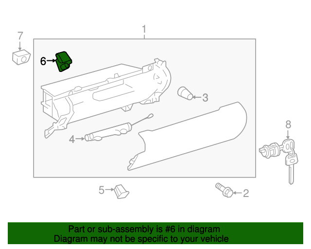 20122017 Toyota Camry Glove Box Latch 5556006110C0 Servco Toyota Parts