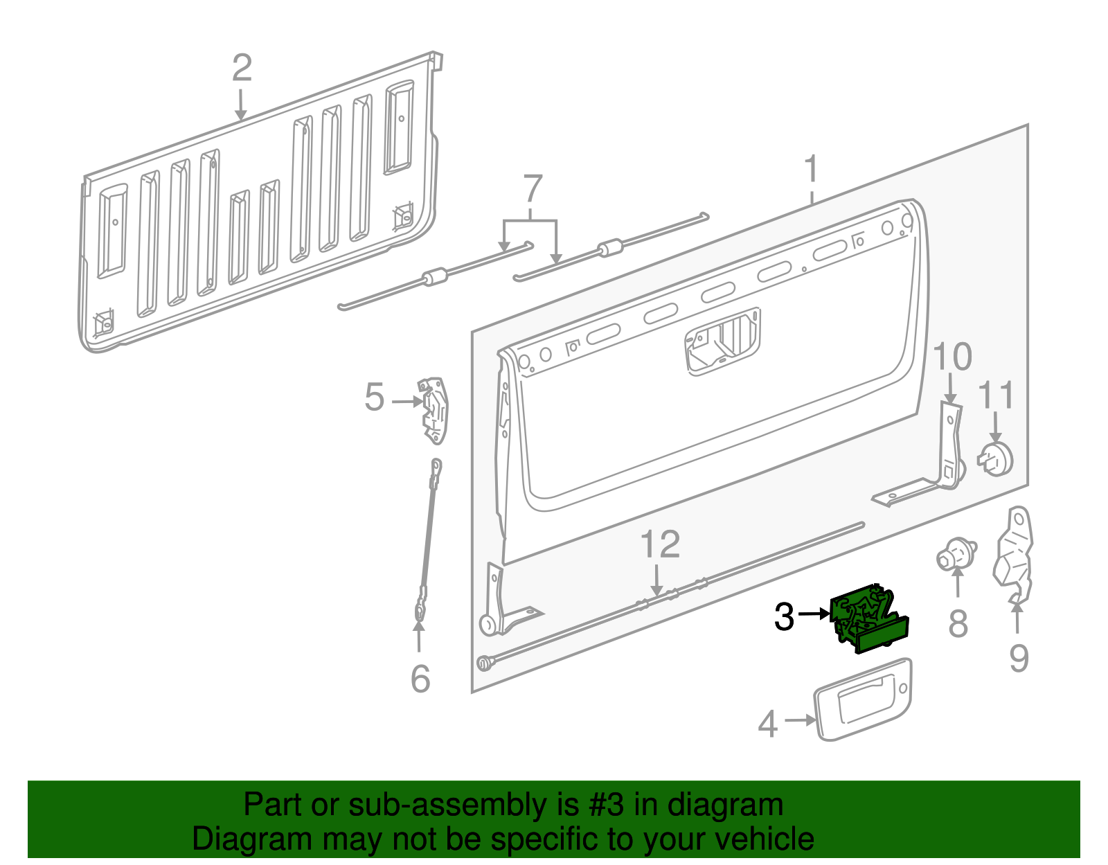 Pickup Box Tailgate Latch Handle - GM (20955300)