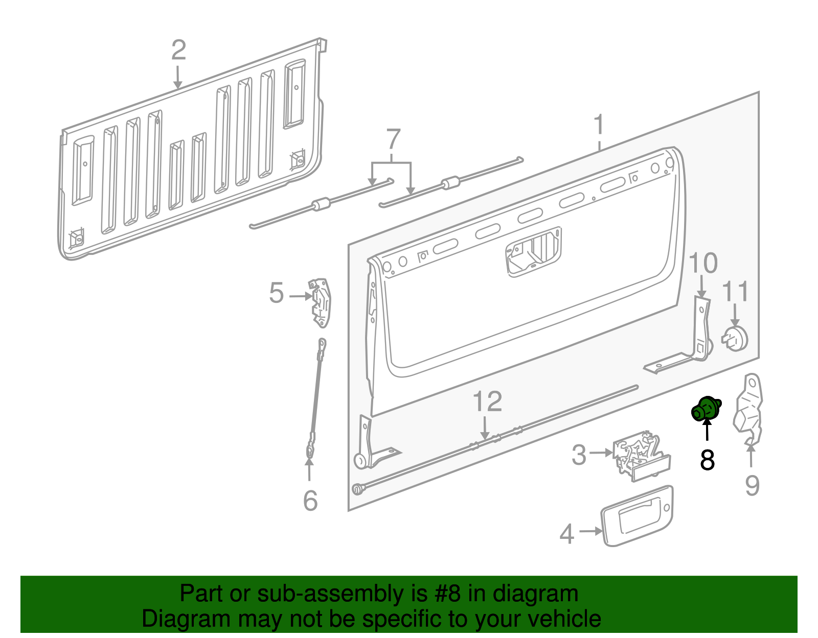 Pickup Box Tailgate Striker - GM (11570162)